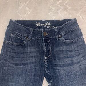 Wrangler Blue Boot Cut Jeans with Vintage Finish